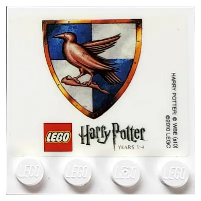 Plates Special 4 x 4 with Studs on One Edge and 'LEGO Harry Potter Years 1 - 4' with Ravenclaw Crest Print (Sticker)