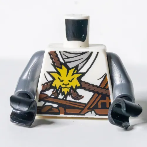 Torso Robe, Brown Rope, Gold Lion Print, Flat Silver Arms, Black Hands