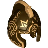 Helmet with Cheek Protection and Horsehead Comb (Rohan Style) with Gold Theoden Print