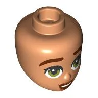 Minidoll Head, Reddish Brown Eyebrows, Lips, Olive Green Eyes, Open Mouth Smile