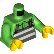 Torso Shirt, Apron with Prison Stripes Print, Bright Green Arms, Yellow Hands