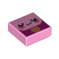 Tile 1 x 1 with Face, Closed, Blushes on Ice Cream Stick print