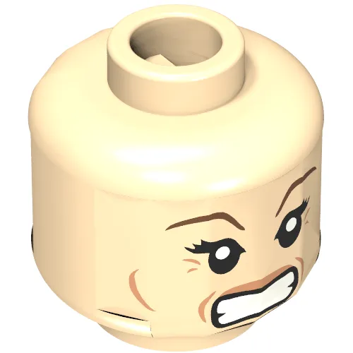 Minifig Head Narcissa Malfoy, Dark Brown Eyebrows and Crow's Feet Smiling / Angry Print