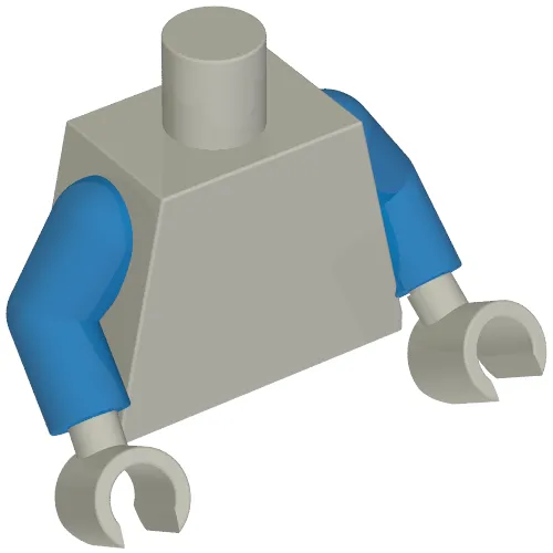 Torso Armour with Silver and Dark Azure Panels, Orange Pentagon with Yellow Lion Print, Blue Arms, Light Bluish Gray Hands