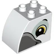 Duplo Brick 2 x 3 x 2 with Curved Top with Bird/Parrot print