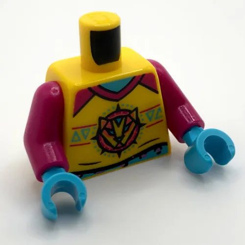 Torso Shirt, Leopard Head, Magenta Collar, Medium Azure Shirt print, Magenta Arms, Medium Azure Hands