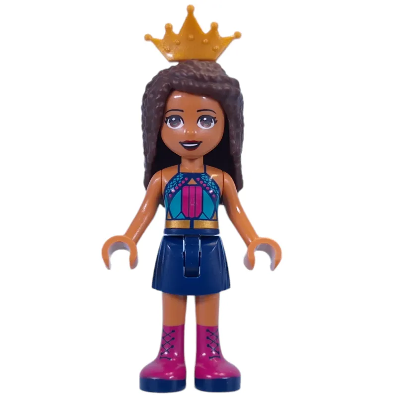 Andrea - Dark Turquoise Top, Dark Blue Skirt, Crown