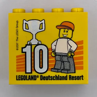 Brick 2 x 4 x 3 with 'LEGOLAND Deutschland Resort 10 2017' (Besuchsmeister Silver) Print