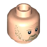 Minifig Head Luke Skywalker, Dark Tan Mustache, Beard, Sideburns, Sad / Angry Print