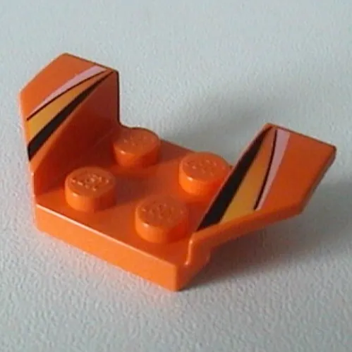 Mudguard 2 x 4 with 2 x 2 Studs and Flared Wings, White & Black Stripes and Yellow Fade Print