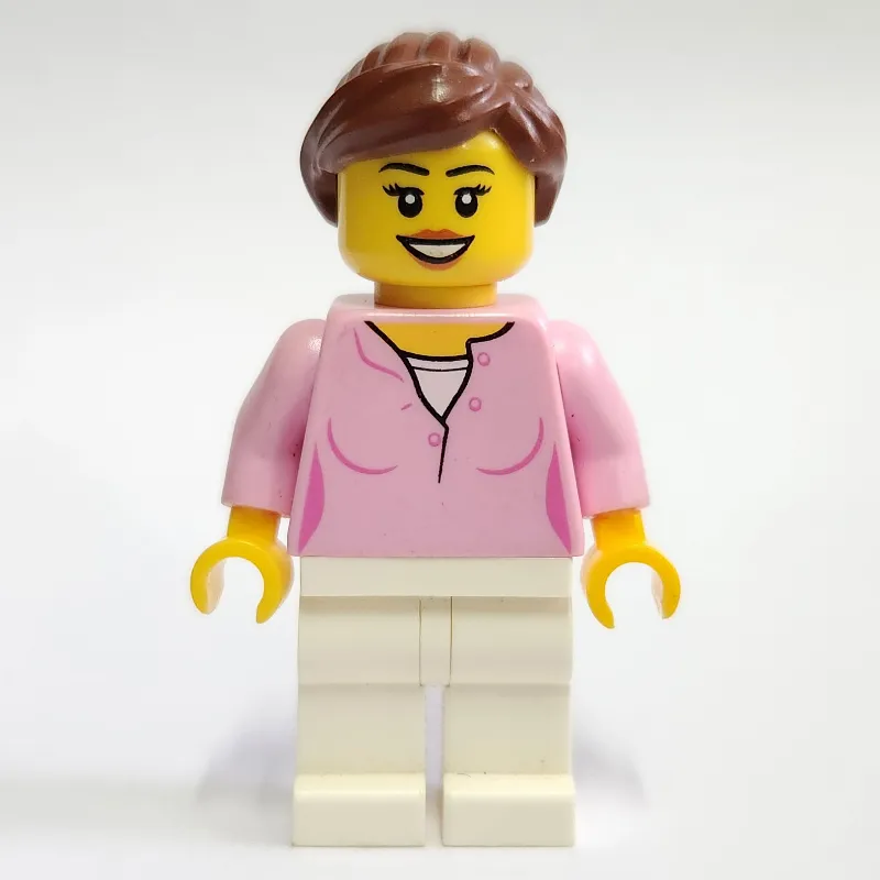 Bright Pink Torso, White Legs, Reddish Brown Hair