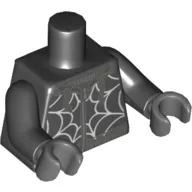 Torso Hoodie with White Spider Web Print, Black Arms, Dark Bluish Gray Hands