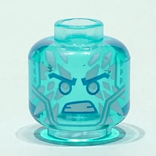 Minifig Head Zane, Medium Azure Angled Eyebrows, White Ice Diamonds, Angry Print