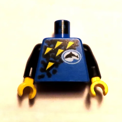 Torso Wetsuit with Divers Dolphin Logo and Yellow Triangles Print, Black Arms, Yellow Hands