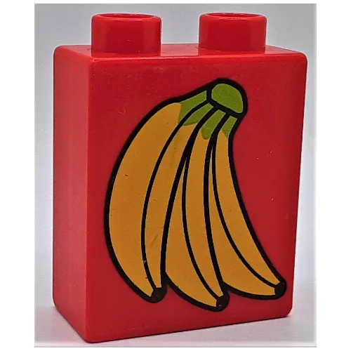 Duplo Brick 1 x 2 x 2 with Bananas Print