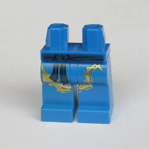 Hips and Blue Legs with Black Belt and Black Markings and Gold Dragon Tail Print