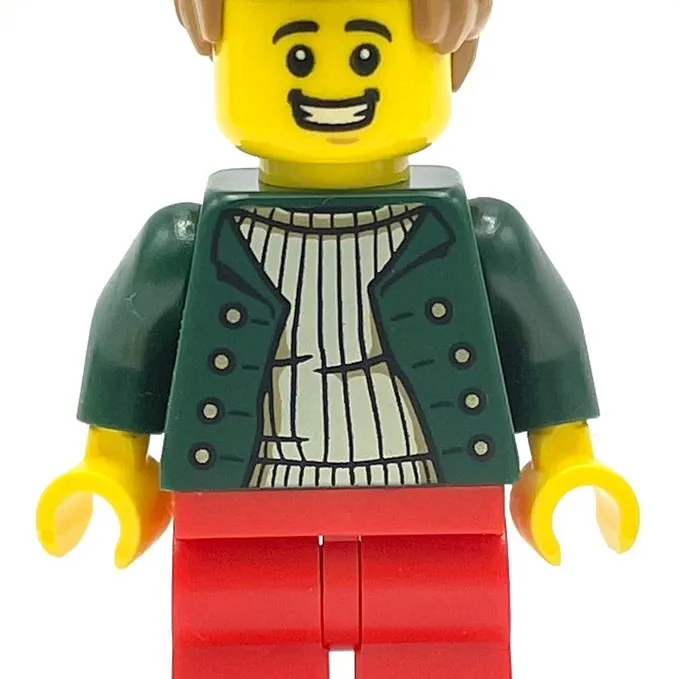 Pizza Delivery Driver - Dark Green Torso, Red Legs, Medium Nougat Hair