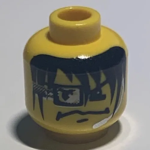 Minifig Head Arrow, Eyebrows, Long Hair, Headset and Square Eye Device Print
