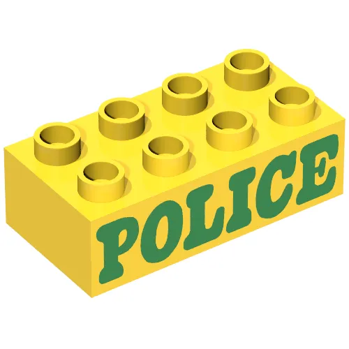 Duplo Brick 2 x 4 with 'POLICE' Print