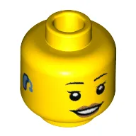 Minifig Head, Thin Eyebrows, Eyelashes, Smile, and Hearing Aid Print