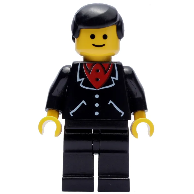 Man, Black Jacket over Red Shirt, Black Legs, Black Hair (3626a Head)