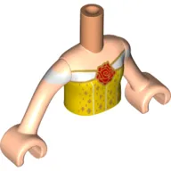 Minidoll Torso Girl with Bright Light Orange Top with Rose Print, Light Nougat Arms with Hands