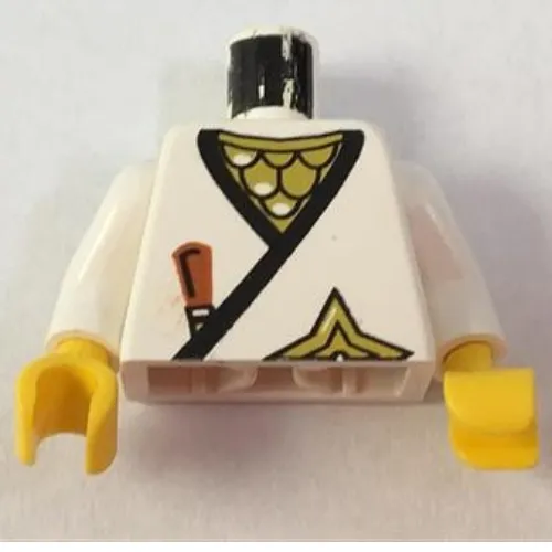 Torso Wrap, Brown Dagger, Gold Star, Gold Scale Mail Print, White Arms, Yellow Hands