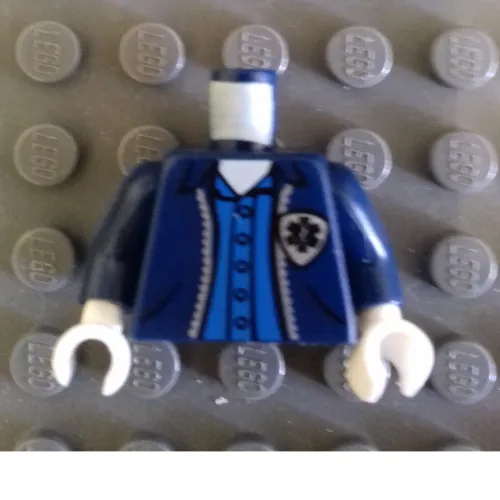 Torso Jacket with EMT Star of Life Logo and Button Down Shirt Print, Dark Blue Arms, White Hands