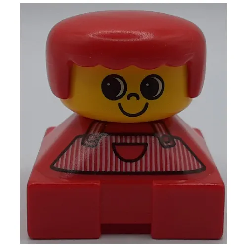 Duplo 2 x 2 x 2 Figure Brick, Rounded Bangs, Red Hair, Red and White Apron Print