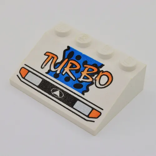 Slope 33° 3 x 4 with Headlights, Yellow 'TURBO', Blue Background and Black Spots Print