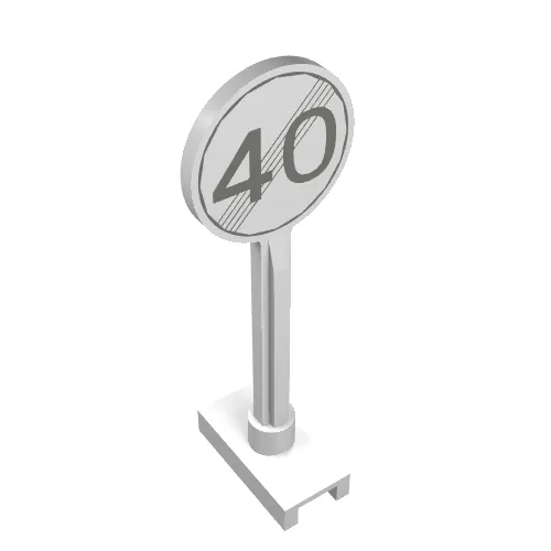 Road Sign Round with Gray End Of Maximum Speed 40 Print