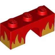 Brick Arch 1 x 3 with Yellow Flames print