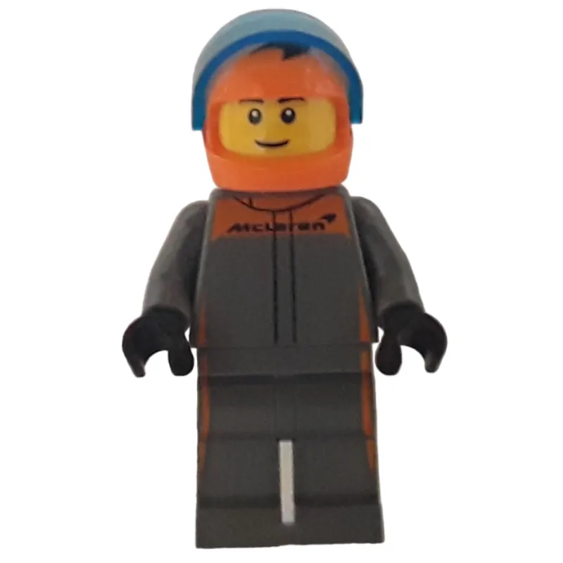 Race Driver - Dark Bluish Grey Racing Suit, Orange Helmet