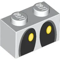 Brick 1 x 2 with Black and Yellow Eyes Looking Left (Dry Bones) Print