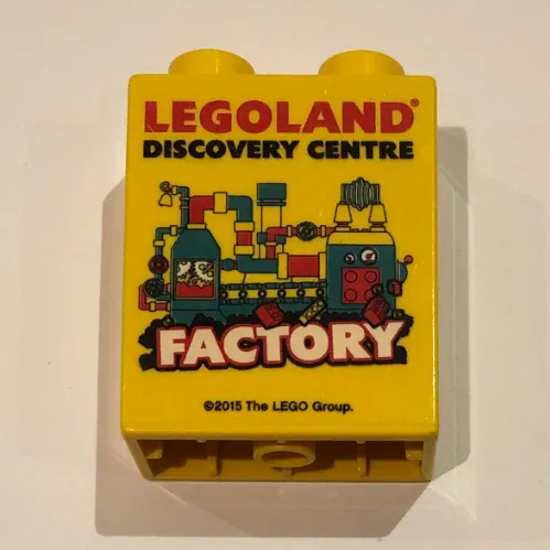 Duplo Brick 1 x 2 x 2 with Bottom Tube, Legoland Discovery Centre Factory 2015 Print