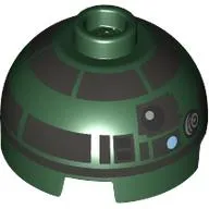 Brick Round 2 x 2 Dome Top, Vented Stud with Pearl Titanium Astromech Droid Print (R4-P44)