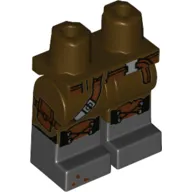 Hips with Dark Brown Legs and Black Boots Pattern with Belt and Strap with Silver Buckles, Knee Pads, Pouch on Right Side Print