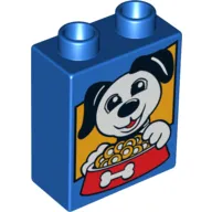 Duplo Brick 1 x 2 x 2 with Dog and Food Bowl Print