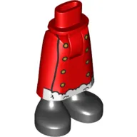 Minidoll Hips and Skirt with Ankles, Red Santa Suit, Gold Buttons, White Fur print