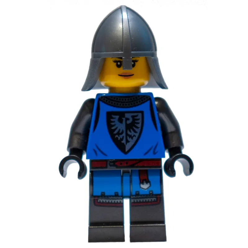 Black Falcon Castle Guard, Female - Blue Torso, Pearl Dark Grey Legs, Flat Silver helmet