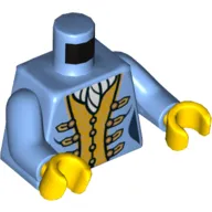 Torso Jacket with Gold Clasps and Gold Waistcoat Print, Medium Blue Arms, Yellow Hands