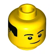 Minifig Head, Eyebrows, Hair on Back, Smile Print