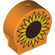 Duplo Brick 1 x 3 x 2 Round Top with Sunflower Print