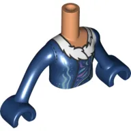 Minidoll Torso Girl, with Dark Blue Coat, White Fur print ,Nougat Arms and Hands