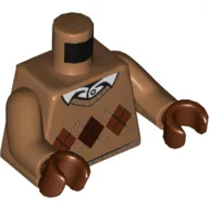 Torso Argyle Sweater with White Shirt Collar Print, Medium Nougat Arms, Reddish Brown Hands