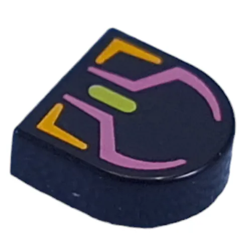 Tile Round 1 x 1 Half Circle with Lavender/Bright Light Orange Computer Mouse print