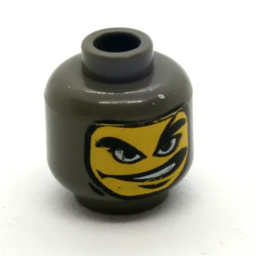 Minifig Head, Balaclava with Yellow Face, Right Eyebrow Arched, Mouth Open to Side Print [Blocked Open Stud]