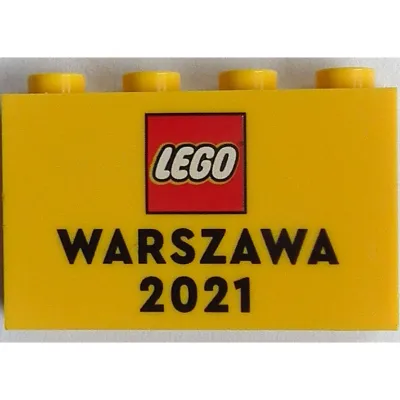 Panel 1 x 4 x 2 with Side Supports - Hollow Studs with 'LEGO WARSZAWA 2021' print