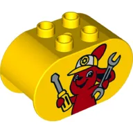 Duplo Brick 2 x 4 x 2 Rounded Ends with Bunny / Rabbit Holding Tools Print