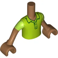 Minidoll Torso Boy with Bright Green Polo Shirt with Short Sleeves Print, Medium Nougat Arms and Hands